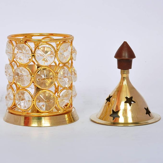 Brass Decorative Crystal Oil Lamp Tea Light Holder Lantern