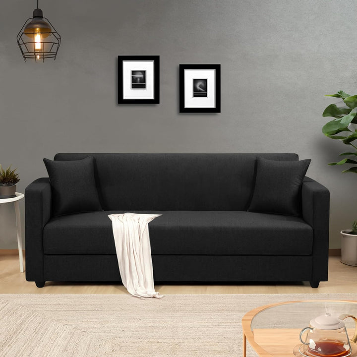 Elma Three Seater Sofa in Fabric- Black