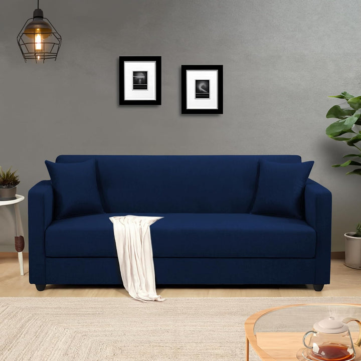 Elma Three Seater Sofa in Fabric-Blue