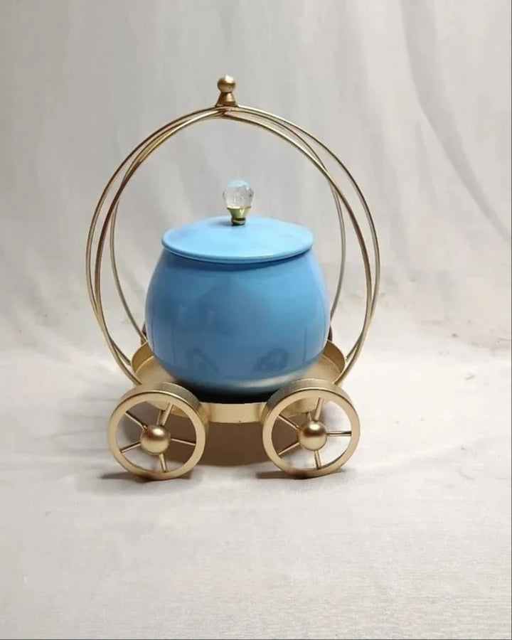 Iron Gold and Blue Metal Gift Hamper With Jar