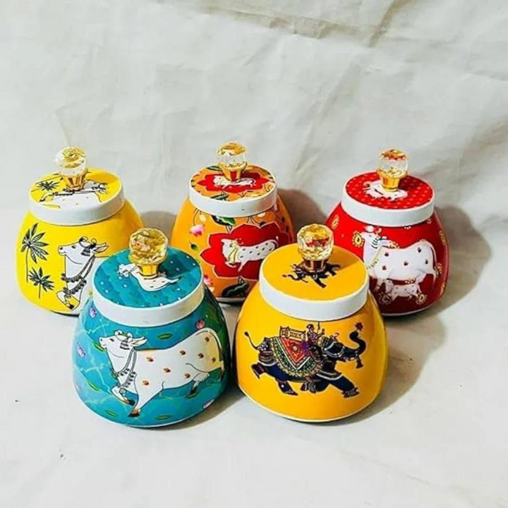 Cow Print Dry Fruit Bowl with Lid Dry Fruit Bowls for Gift set of 5