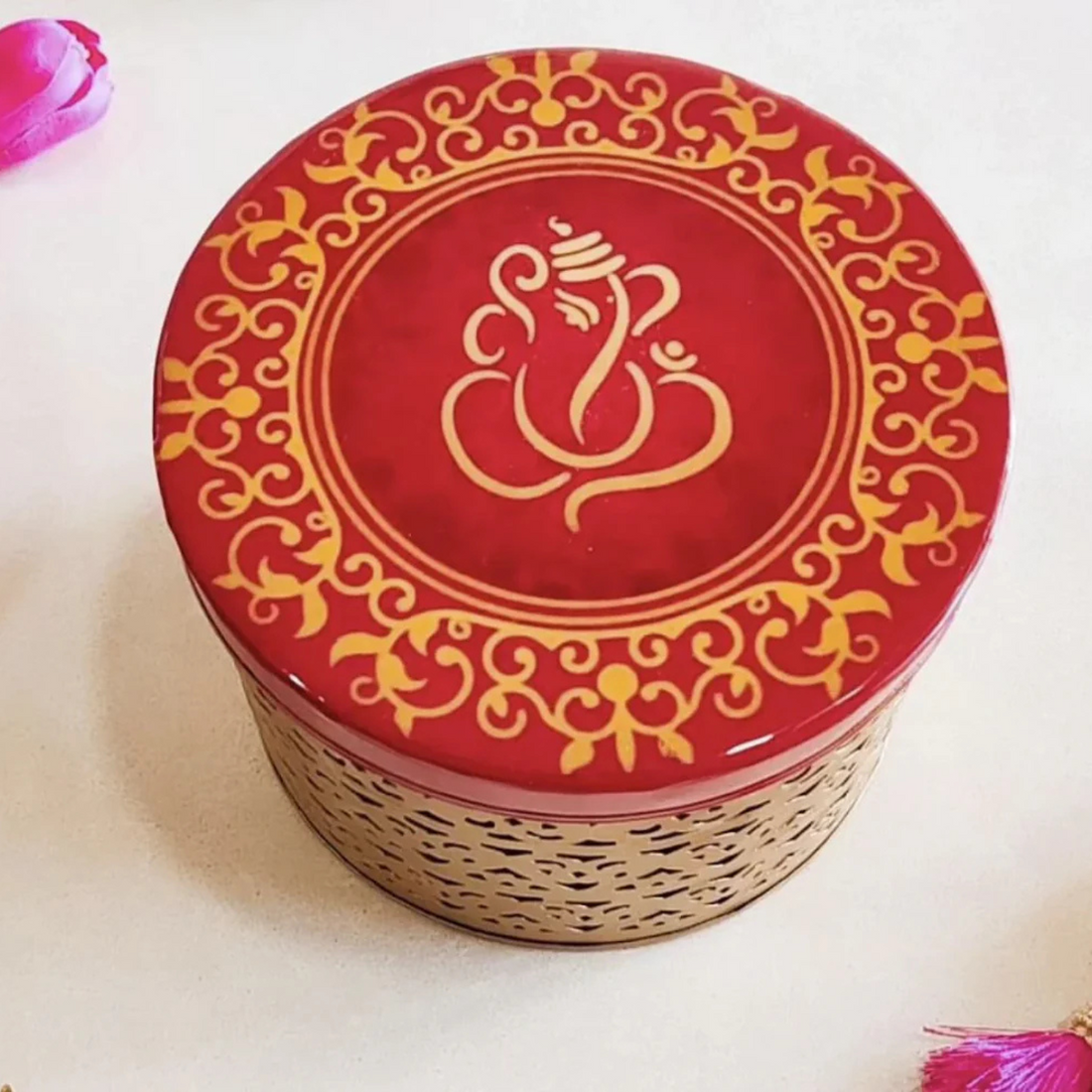 Aluminium Pichwai Ganesh Printed Metal Box