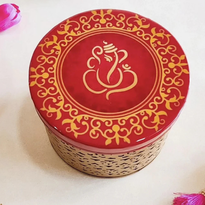 Aluminium Pichwai Ganesh Printed Metal Box