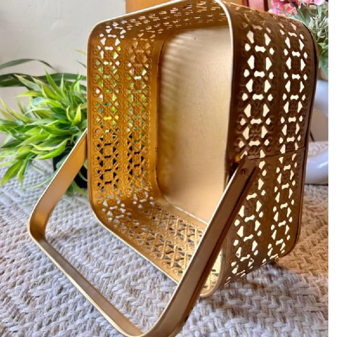Golden Metal Multipurpose Gift Basket Ideal for Weddings, Gifting & Daily Use