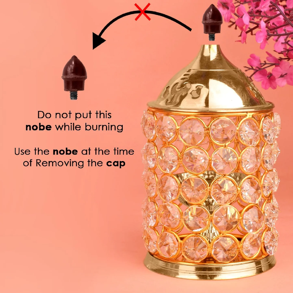 Brass Decorative Crystal Oil Lamp Tea Light Holder Lantern