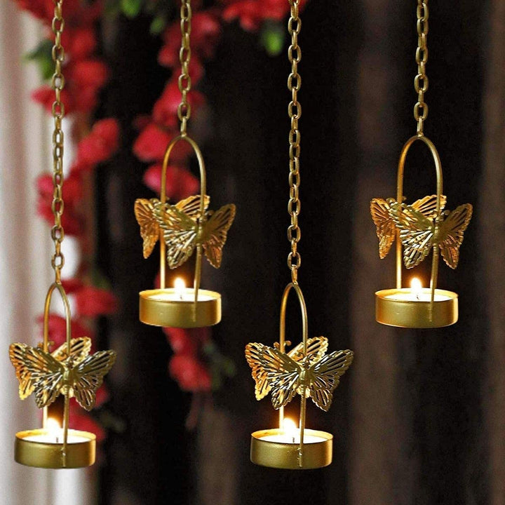 Decorative Hanging Butterfly Tea Light Holder Set of 2