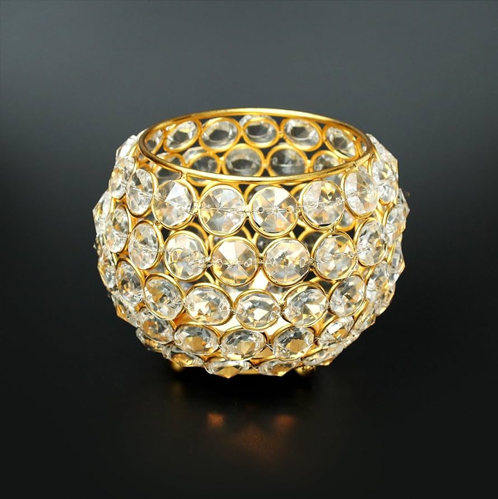 Bowl Crystal Tea Light Candle Holder for Diwali Gift