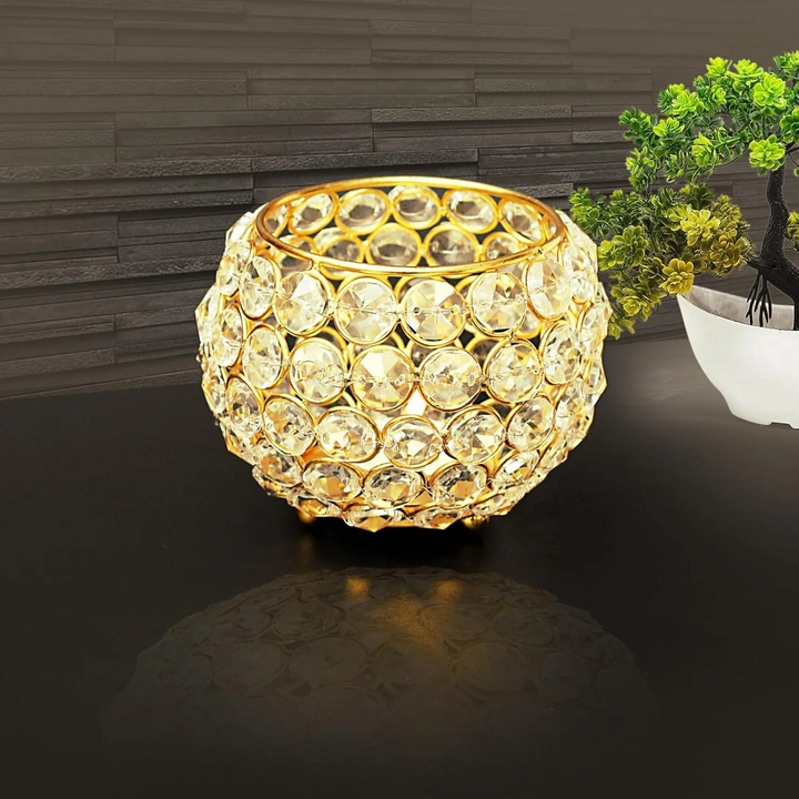Bowl Crystal Tea Light Candle Holder for Diwali Gift