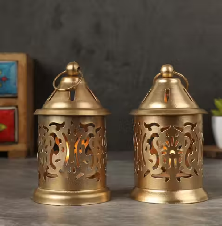 Gold Decorative Lighting Stylish Design Table Lantern set of 2