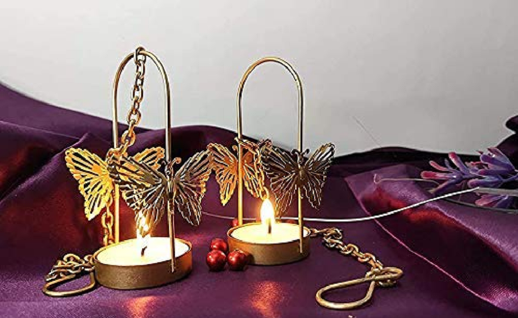 Decorative Hanging Butterfly Tea Light Holder Set of 2