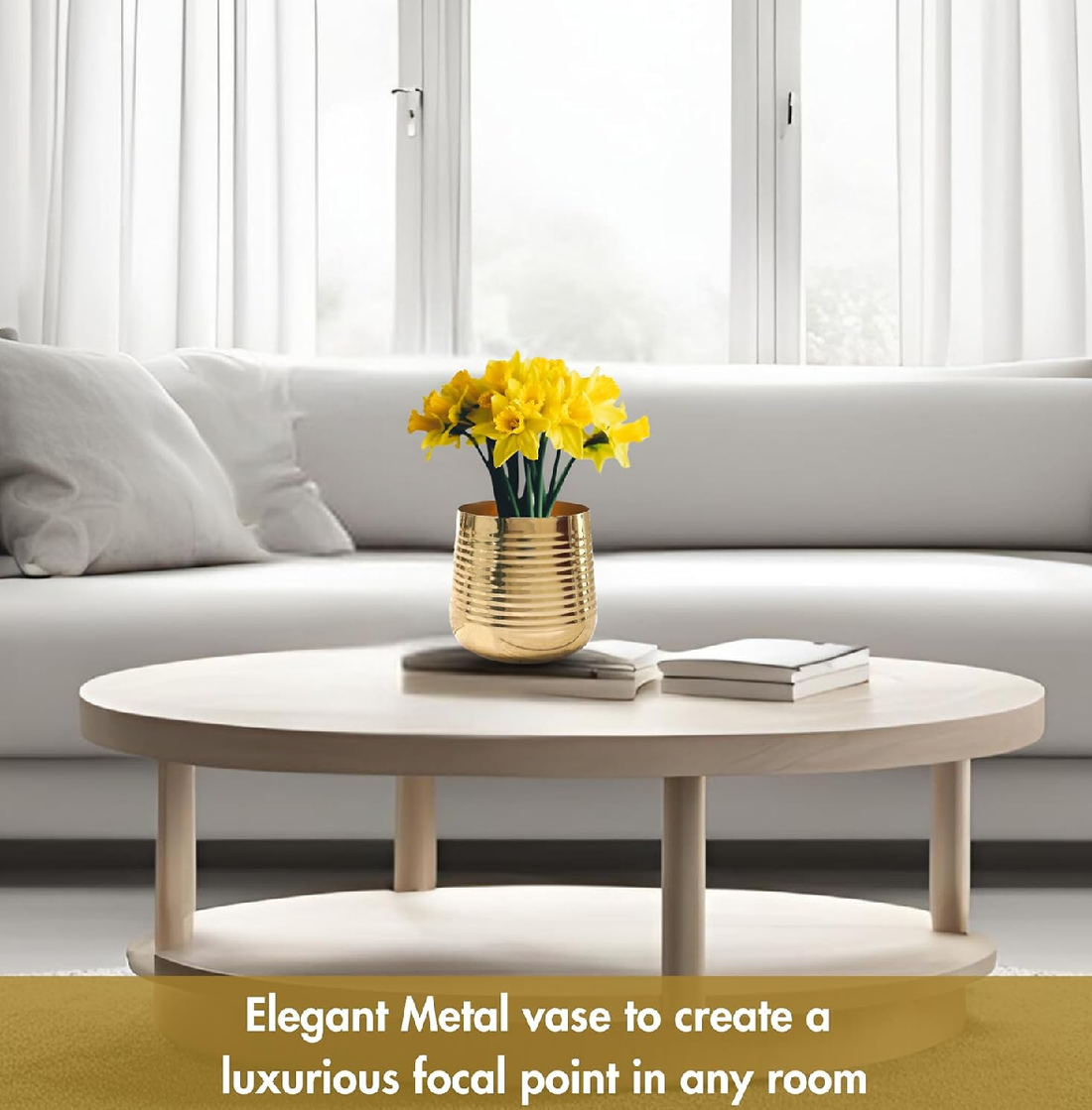 Elegant Ribbed Metal Planter for Stylish Home Decor