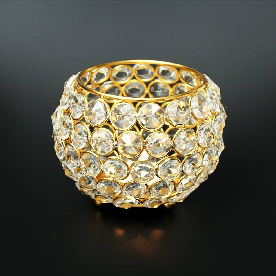 Bowl Crystal Tea Light Candle Holder for Diwali Gift